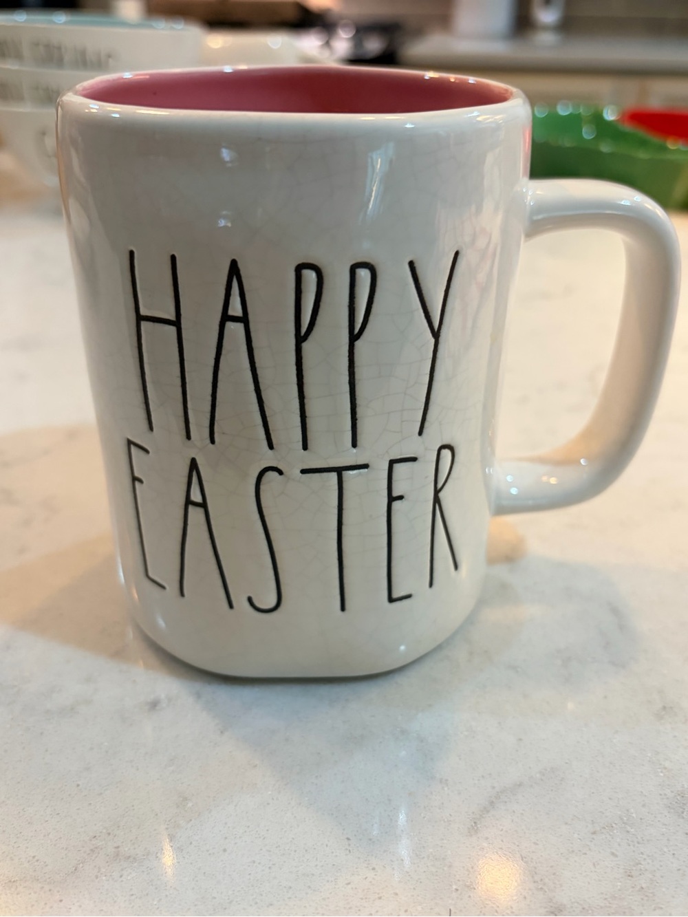 Rae Dunn Happy Easter Ceramic Mug with Pink Interior